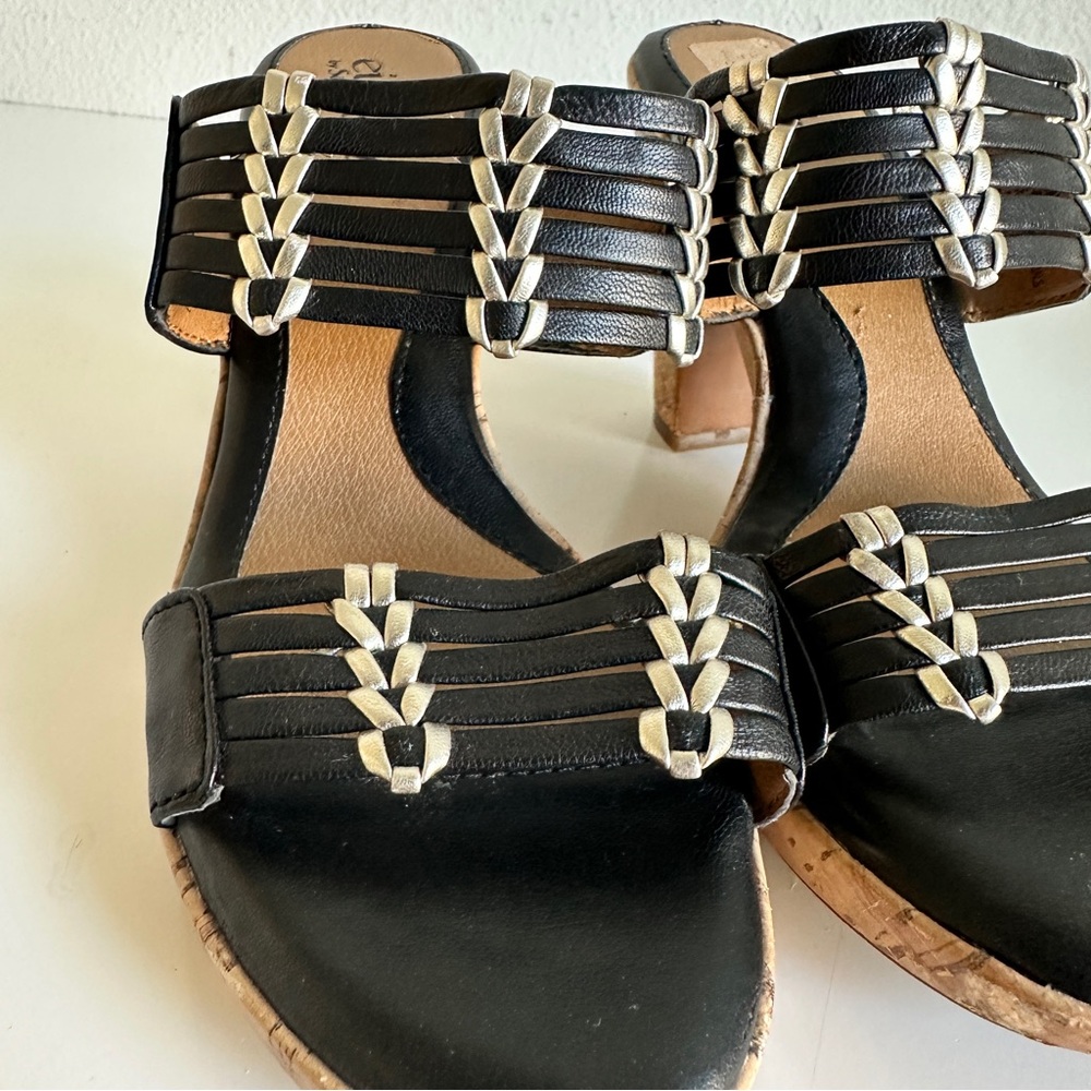 Eurosoft Sofft Fayann Slide Heel Sandal Black leather silver metallic decor 7.5 - Picture 12 of 15